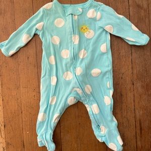 Sun polka dot baby blue onesie